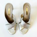 Louise et Cie  Halloway Metallic Sterling Silver Crossover Sandal Shoe Heel 6.5 Photo 1