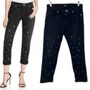 Hudson Jeans Hudson Riley Grommet Studded Slim Boyfriend Jeans in Stellar Black Size 25 Photo 1