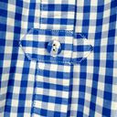 Joan Rivers  shirt blue white gingham check boyfriend tab long sleeve pockets L Photo 8