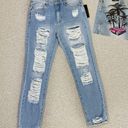 American Bazi  Distressed Boyfriend Jeans Hollywood Graffiti Blue Large Photo 1