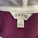 Orvis  Color Block Pullover‎ Long White/Gray Stripped Sleeves & Hoodie Size L Photo 5