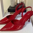 ZARA Red Leather Slingback Heels Photo 1