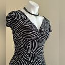 London Times  Black & White Polkadots Midi Short Sleeves Empire Dress Waist SZ 8 Photo 1