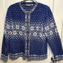 Croft & Barrow Retro Blue Fair Isle Nordic Metal Closure Cardigan  Soft Sweater M Photo 0