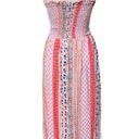 Angie Boho Multicolored Multi Print Floral Patch Style Smocked Maxi Sundress M Photo 4