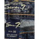 Seven 7 Jeans Womens Size 30 Flare Stretch Dark Blue Yellow Stitch Cotton Photo 8