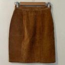 The Limited Vintage  tan suede leather high waist straight pencil skirt Photo 0