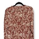 Bobeau Womens Blouse Brown White Paisley Long Sleeve Tie Keyhole Lined L New Photo 6