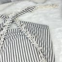 Forever 21 ⚓️ NWOT Oatmeal Black Striped Triangle Bandanna Scarf Lace Fringe  OS Photo 8