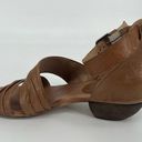 Miz Mooz  Ankle Strap Sandals Sz 38 Brown Leather Low Heel Photo 4