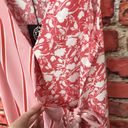 Bobeau Coral and White  Striped with Floral Print Wrap Sleeveless Blouse Photo 11