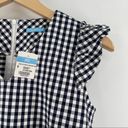 J. McLaughlin  Joselyn Dress Gingham Navy Blue Shift Ruffle Sleeve Size 0 NWT Photo 5