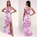 Lulus NWT  Sammi Floral Ruffle Surplice Maxi Dress in Lavender sz M Photo 1