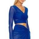 GIGI C Tina Wrap Mesh Top in Cobalt Large New Womens Swim Cover Up Blue Photo 2