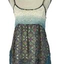 Gimmicks by BKE  Small Boho Tank Top Abstract Crochet Accents Semi-Sheer Multi Photo 0