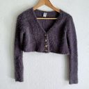 Urban Outfitters  Rochelle Fuzzy Cropped Cardigan Gray Sz XS Photo 0