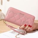 Wallet for Women Large Capacity Long Purse Credit Card Coin Purse Clutch Wristlet Pink Photo 0