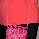 Y2K Barbie Pink Beaded Fringe Sequin Crossbody Mini Bag Purse Photo 2