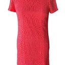 J.Crew  Coral Salmon Lace Eyelet Short Sleeve Scalloped Bottom Dress ~ Women's 4 Photo 0