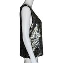 Ruby Rd  Shirt Women Large Black Silver Leopard Allover Sequin Top Party Cocktail Photo 1