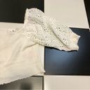 Wish The Label Frame White Shirred Eyelet Lace Cropped Blouse Lacy Ruched size L Photo 8