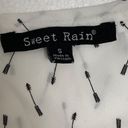 Sweet Rain Boutique Semi Sheer White Arrow Split V Neck 3/4 Sleeve Top Small Photo 3