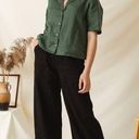 Loft Anne Taylor  Linen Julie Curvy Classic Trouser | Black | NWT Photo 0