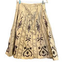 Dialogue  Women's Sz 14P Midi Skirt Beige Brown Floral Embroidered Photo 3