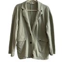 Madewell  Womens Rumpled Terry Blazer Size Small Green 2 Button Pockets Stretch Photo 1