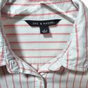 Zac and Rachel  Striped Collared Button Up Roll Tab Sleeves Top in Pink/White Photo 2