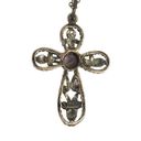 Vintage 18.5" 925 Sterling Silver Cross Dainty Necklace with Amethyst Stone Purple Photo 4