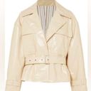 Franke Shop Size S Cream Faux Leather PVC Jacket Boxy Oversized Button Front Photo 0