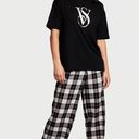 Victoria's Secret  Women's Black and pink T-Shirt & Plaid Pajama Shorts Set L Photo 1