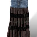 Vintage Y2K Rosa & Rose Maxi Skirt Small Denim Tiered Velvet Lace Fairy Grunge Blue Photo 9