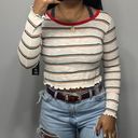 Timing  Retro Striped Hippy Ruffle Hem Crop Top Photo 0