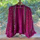 Free People  Rays Of Light Kimono Jacket Raspberry Size L Photo 0