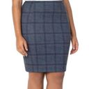 Liverpool NWT  Blue Plaid Print Stretch Pencil Skirt Size 6P Photo 0