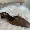 DKNY  City Woman’s Brown Leather Slip On Heel Mule Shoe Size 9 Photo 0