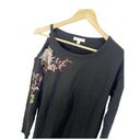 Socialite  Womens Sweater Dress Black Floral Embroidered Long Sleeve Stretch S Photo 3