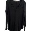 LA Made  Black V Neck Thermal Distressed Size Small New Photo 0