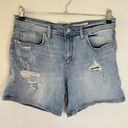 Pilcro Anthropologie Hyphen Distressed Denim Roll Up Bermuda Shorts Light Wash Photo 1