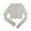 Lovers + Friends  Ribbed Crop V Neck Cardigan in Ivory Photo 0