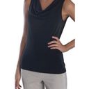 Natori  Black Matte Jersey Tank, Sleeveless Drape Neck, Lightweight Stretchy Top Photo 0