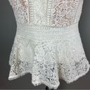 Rebecca Taylor  Arella Peplum Top lace size 2 winter white ivory Photo 5