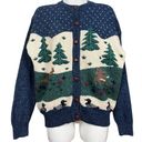 Northern Reflections Vintage  Nature Scene Wool Blend Button Down Sweater Large Photo 2