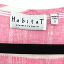 Habitat  Blouse Women's Size Small Linen Asymmetrical Hem Pink White Striped Top Photo 4