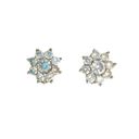 Daisy  Round Cut Clear Rhinestones Flower Stud Earrings Sterling Silver 925 Photo 1