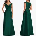 Alfred Sung NWOT  Green Off the Shoulder belted Satin Gown D11S 6R Photo 1