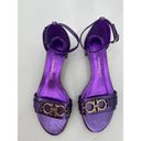 Salvatore Ferragamo  Como Metallic Purple Leather Sandals Photo 2