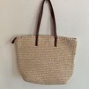 Talbots  Straw Medium Tote Purse Zip Closure Double Handle Tassel Beach Photo 4